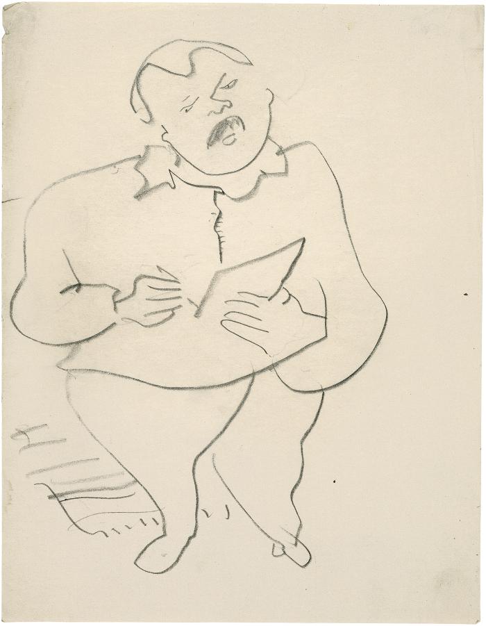 [Standing man drawing]