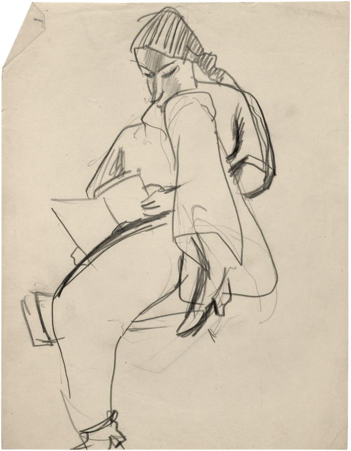 [Seated woman reading]