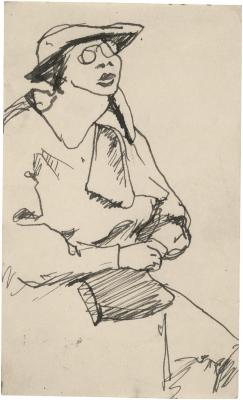 [Seated woman wearing eyeglasses]