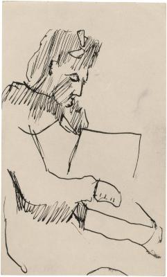 [Seated woman reading]