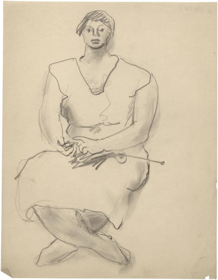 [Seated woman with knitting]