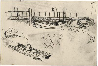 [Rowboats by dock]