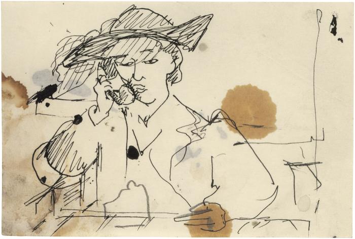 [Seated woman talking on telephone]