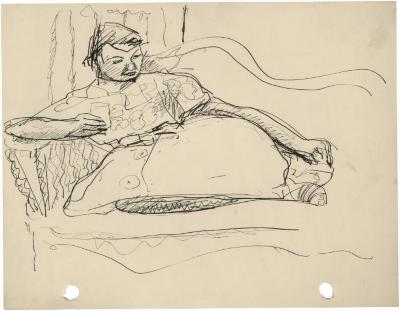 [Reclining woman on sofa]
