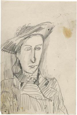 [Bust of woman wearing hat]