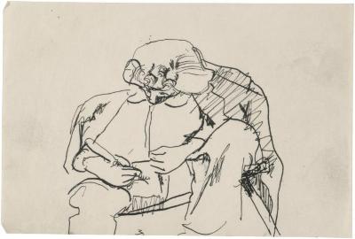 [Seated woman working with handheld tool]