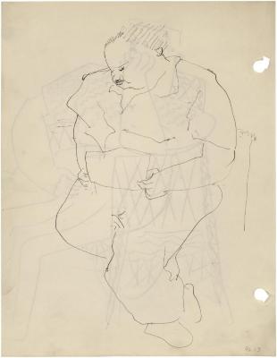 [Seated man drawing]