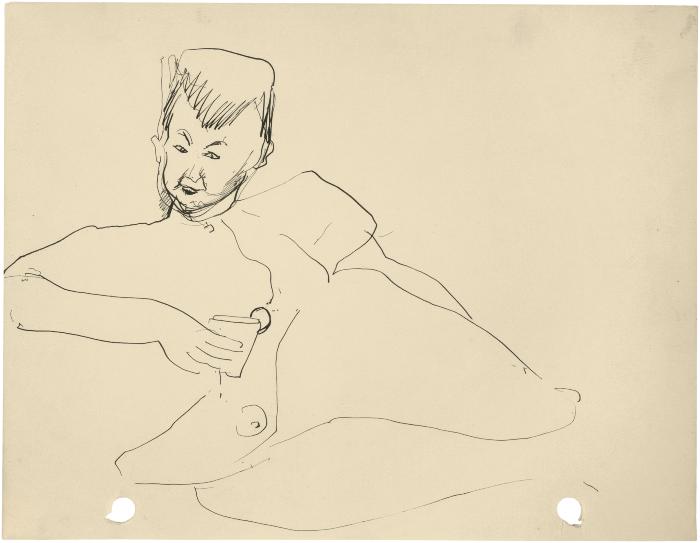 [Reclining woman with drinking glass]