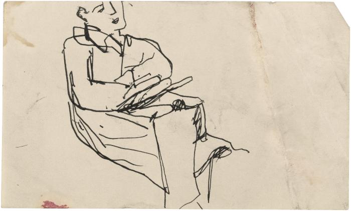 [Seated figure]