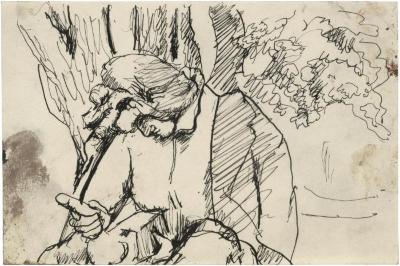 [Seated woman working with handheld tool]