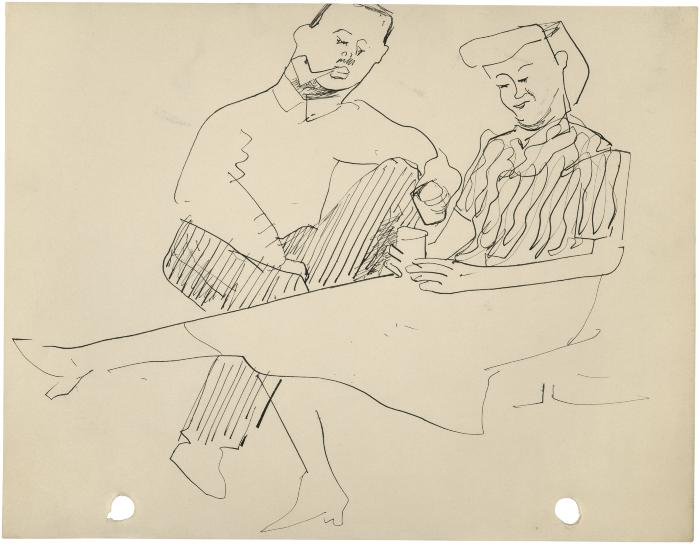 [Seated man and woman with drinking glasses]