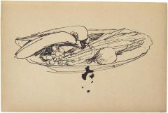 [Bowl of bananas and asparagus] The Scribble-In Book, page 17