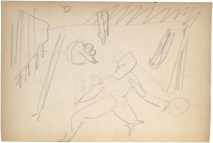 [Man with racquet and ball] The Scribble-In Book, page 100