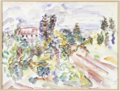 [Landscape with house and road]
