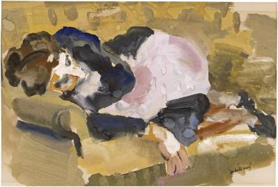 [Reclining woman on sofa]