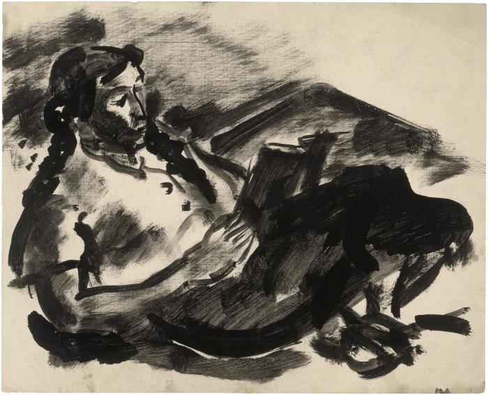 [Reclining woman reading]