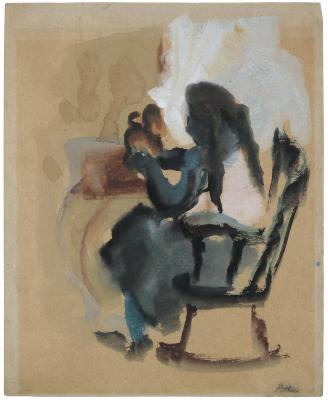 [Woman sewing]