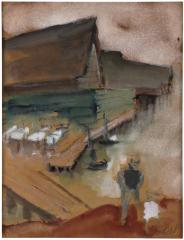 [Wharf with two figures]