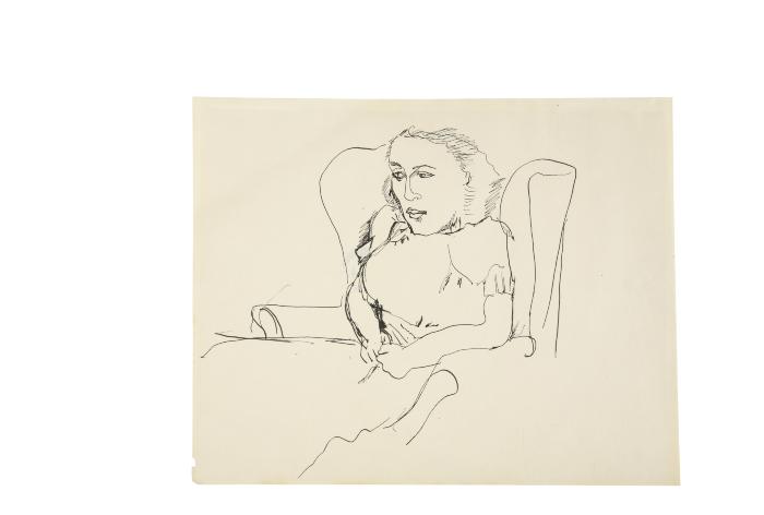 [Woman in an armchair]