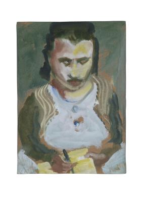 [Woman writing (Nancy Weisman)]