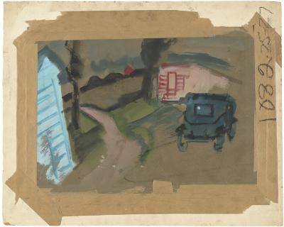 [Rural scene with automobile]