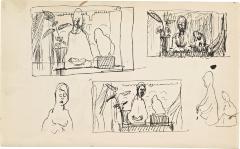 [Still life with statues, multiple studies] Marshall Jenkins Sketchbook, page 28