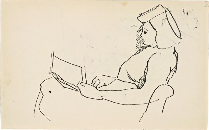 [Seated woman reading] Marshall Jenkins Sketchbook, page 55