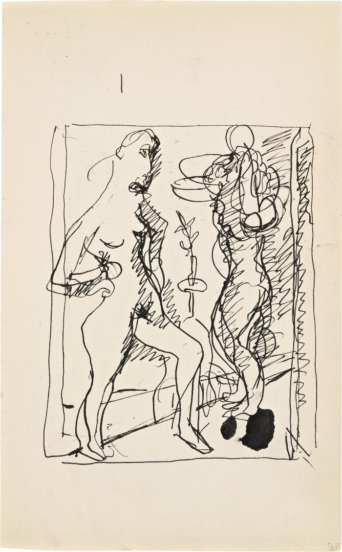 [Two standing female nudes] Marshall Jenkins Sketchbook, page 61