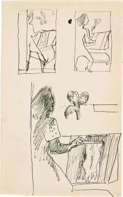 [Standing woman painting, three studies] Marshall Jenkins Sketchbook, page 29