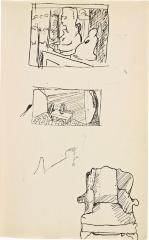 [Still life with statues / interior with figures / armchair] Marshall Jenkins Sketchbook, page 35