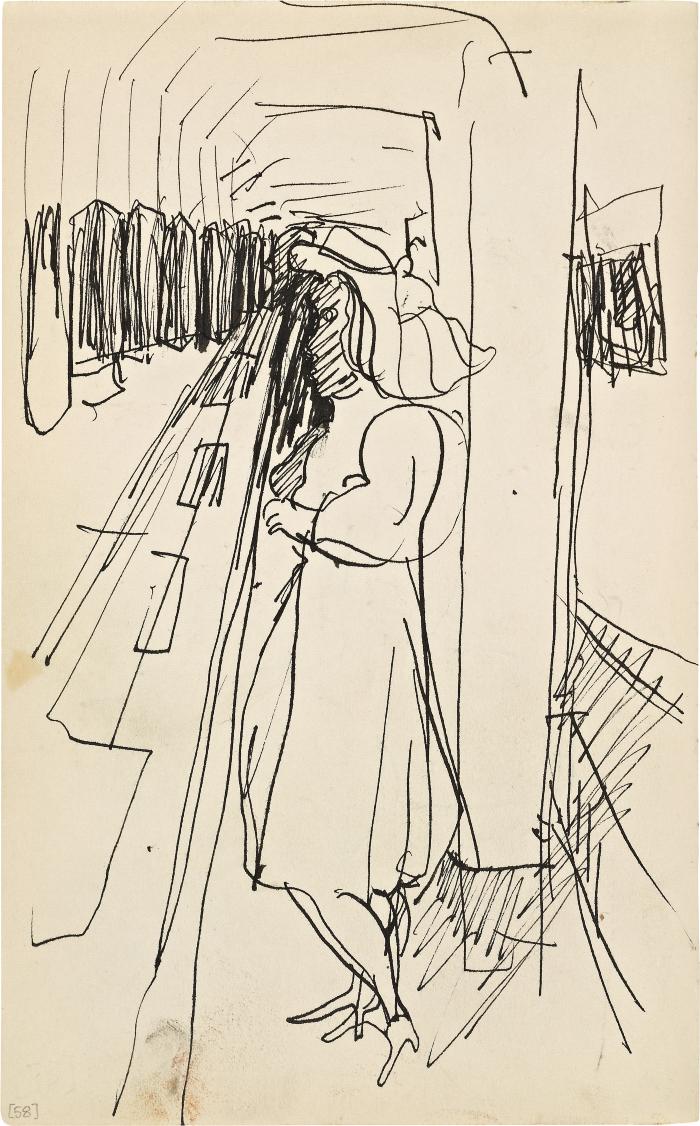 [Woman in subway] Marshall Jenkins Sketchbook, page 58