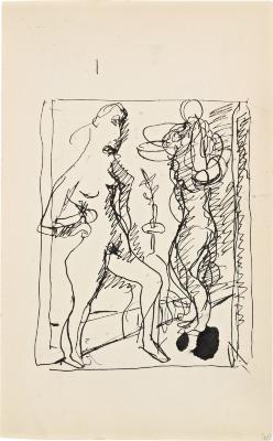 [Two standing female nudes] Marshall Jenkins Sketchbook, page 61