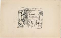 [Figure in interior with piano] Marshall Jenkins Sketchbook, page 17
