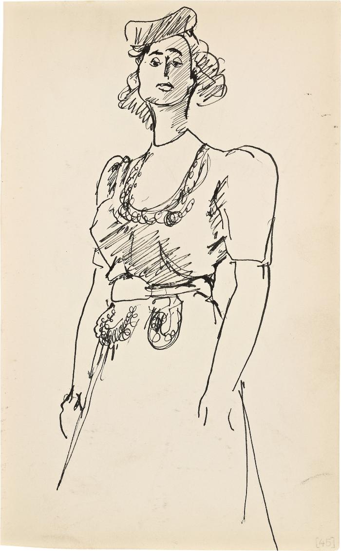[Standing woman] Marshall Jenkins Sketchbook, page 45