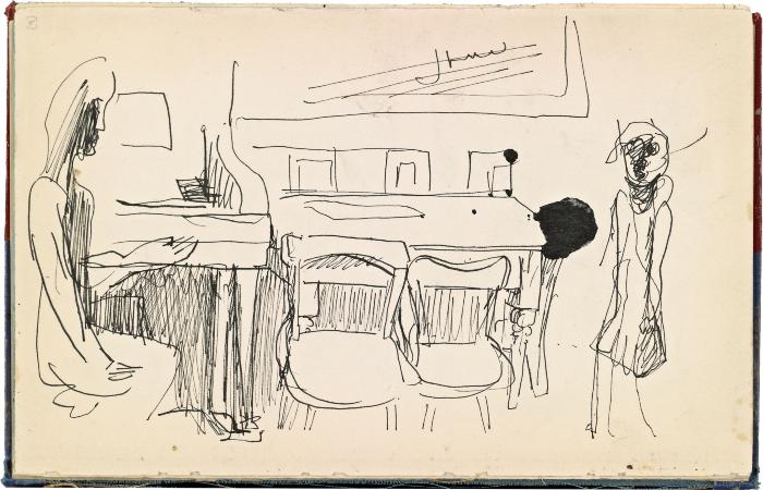 [Figures in interior with piano]  Marshall Jenkins Sketchbook, page 6
