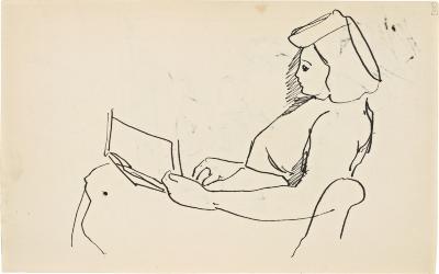 [Seated woman reading] Marshall Jenkins Sketchbook, page 55
