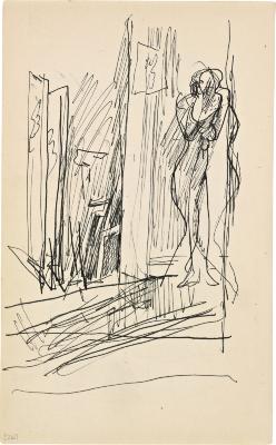 [Standing figure in interior] Marshall Jenkins Sketchbook, page 26