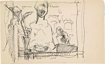 [Still life with statues] Marshall Jenkins Sketchbook, page 18
