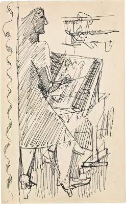 [Standing woman painting] Marshall Jenkins Sketchbook, page 20