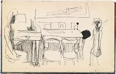 [Figures in interior with piano]  Marshall Jenkins Sketchbook, page 6