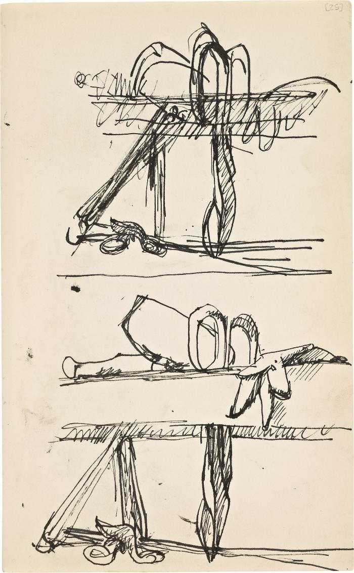 [Mallet, hammer, tin snips, and glove, two studies] Marshall Jenkins Sketchbook, page 52