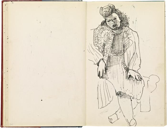 [Seated woman in armchair] Marshall Jenkins Sketchbook, page 51