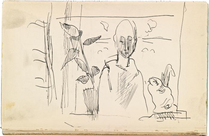 [Still life with statues] Marshall Jenkins Sketchbook, page 1