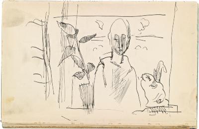 [Still life with statues] Marshall Jenkins Sketchbook, page 1