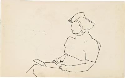[Seated woman reading] Marshall Jenkins Sketchbook, page 48