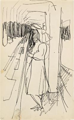 [Woman in subway] Marshall Jenkins Sketchbook, page 58