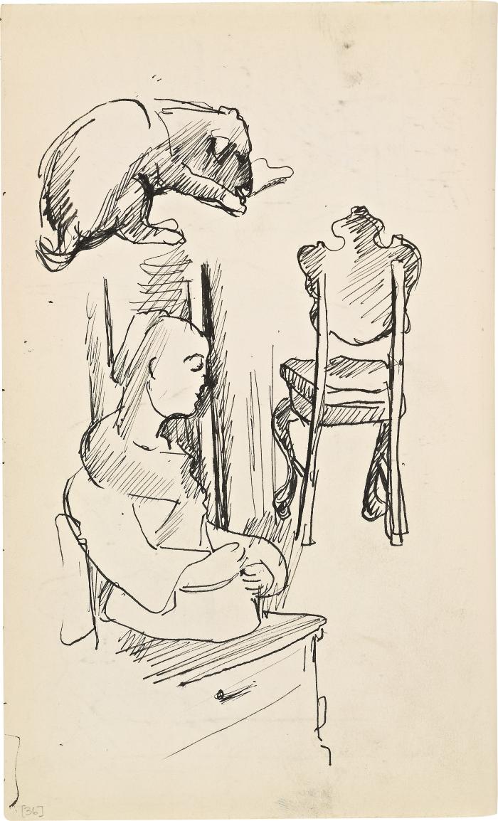 [Dog / statue / chair] Marshall Jenkins Sketchbook, page 36