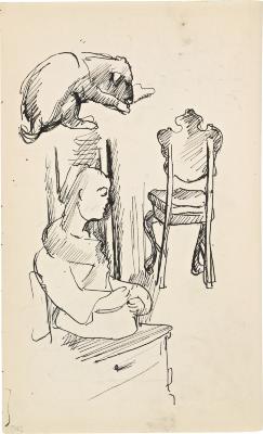[Dog / statue / chair] Marshall Jenkins Sketchbook, page 36