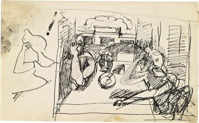 [Two women at a table] Marshall Jenkins Sketchbook, page 56