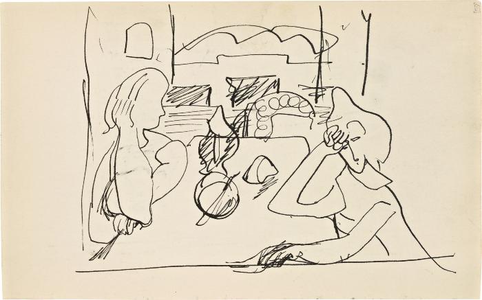 [Two women at a table] Marshall Jenkins Sketchbook, page 59